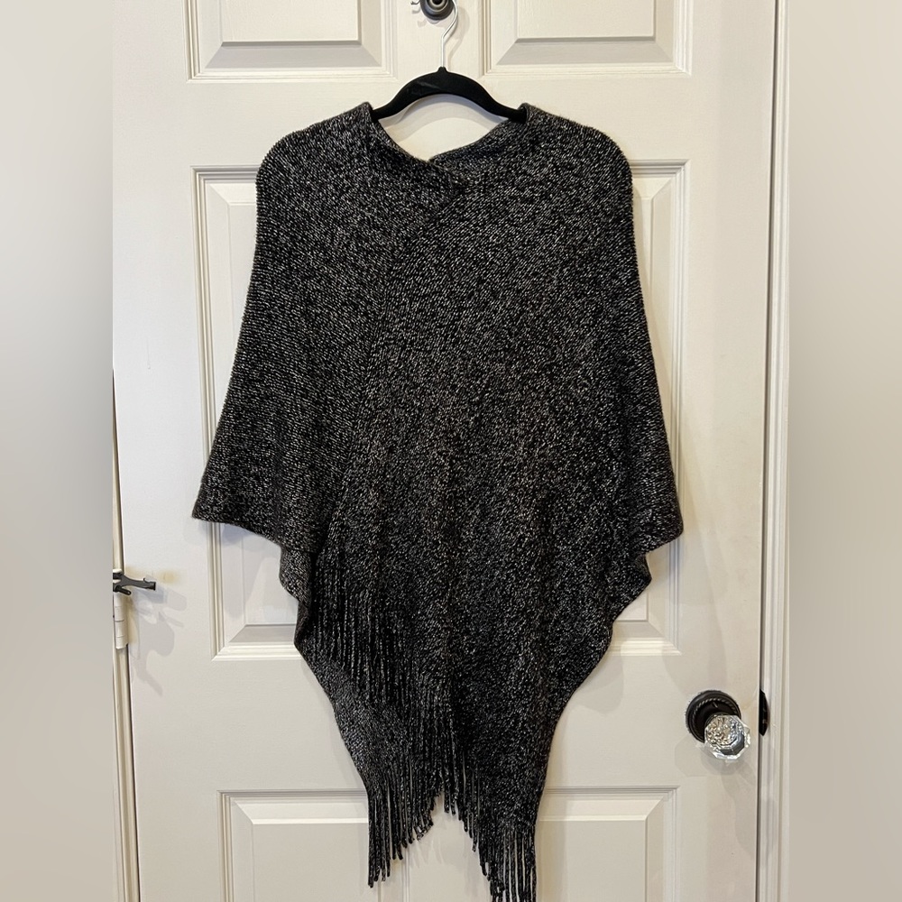 Black and Silver Poncho - One Size Fits All